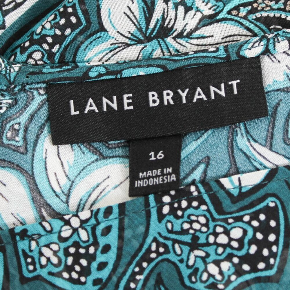 Lane Bryant Green Teal Paisley V-Neck Tank Top Size 16 - Picture 4 of 7